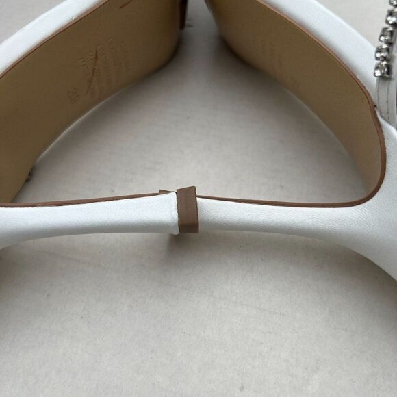 Alias Mae Lexa Mule Heel Sandal Size 39 in Ivory Leather Rhinestoned - Picture 9 of 12